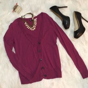 Maroon Button-up Cardigan